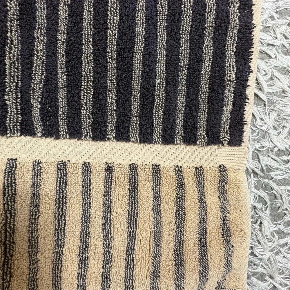 Vintage Ralph Lauren Hand Towel Wash Cloth Brown Black Stripe 100% Cotton